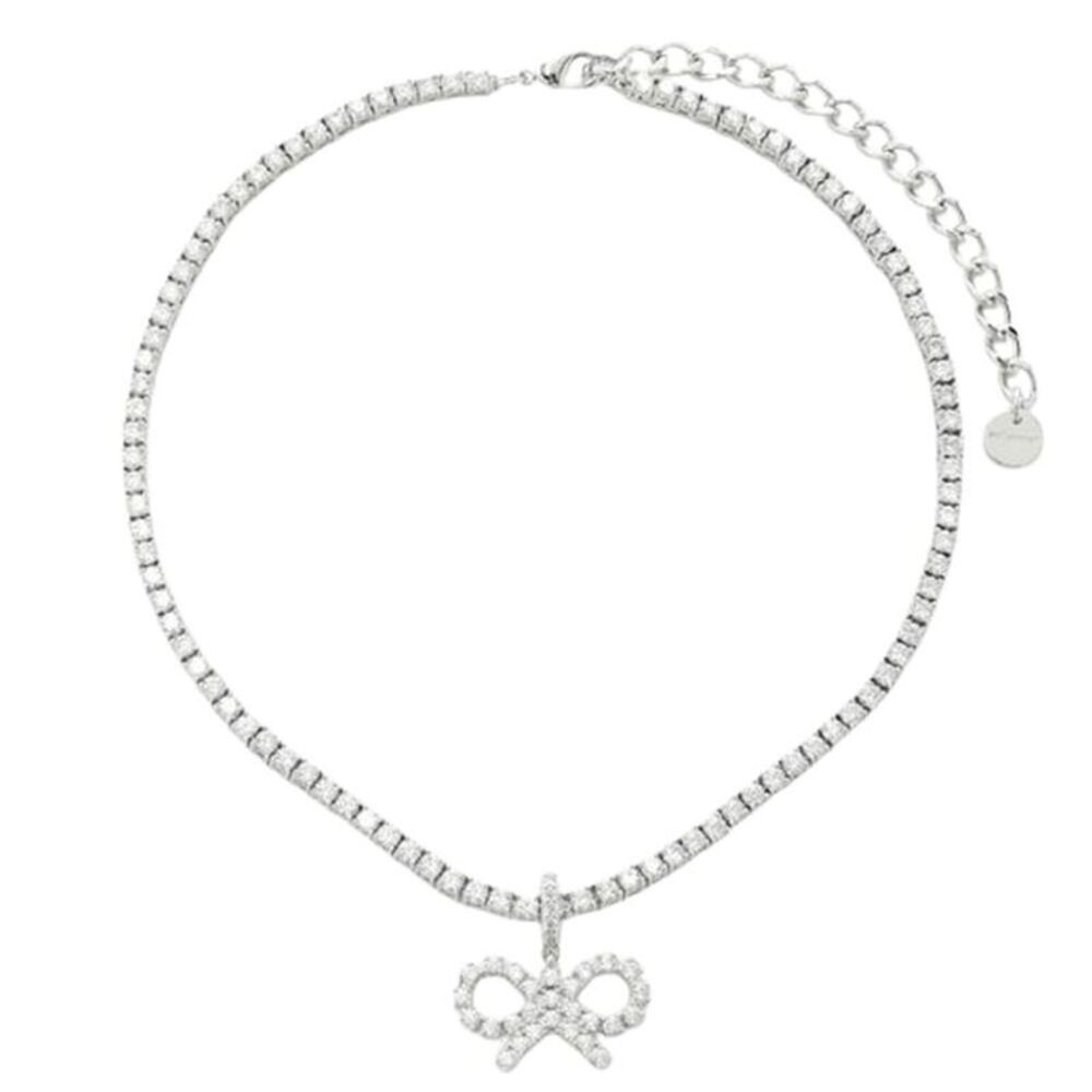 SELF-PORTRAIT Crystal Bow Pendant Necklace Women SILVER Pendants